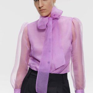 In Search of:  ZARA ORGANZA BOW BLOUSE XL
